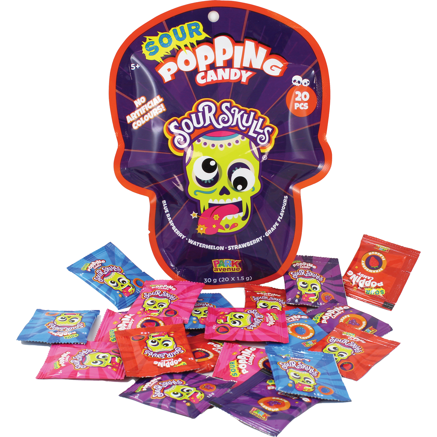 12 x Sour Skulls Popping Candy 30g