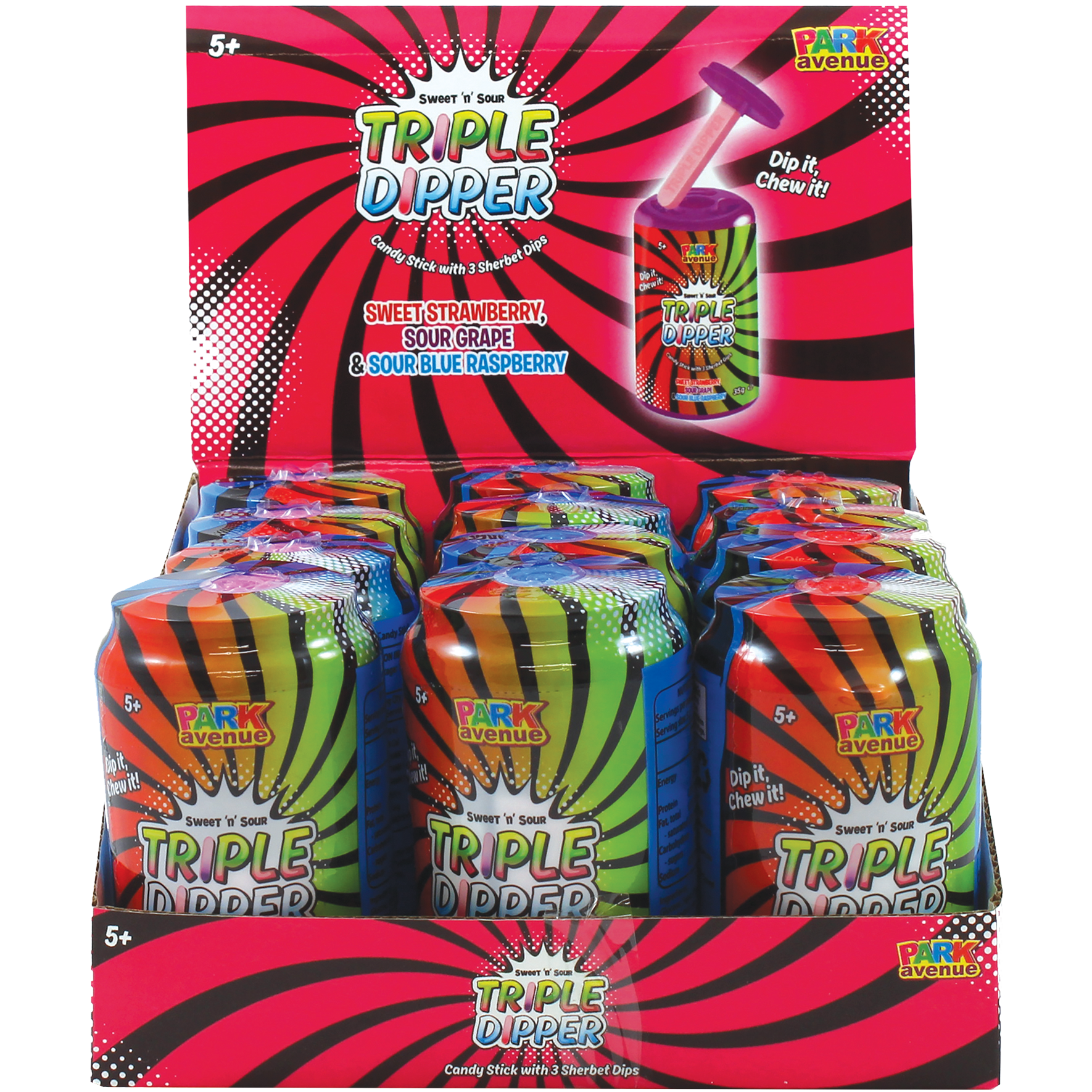 12 x Sweet N Sour Tripple Dipper Candy Stick 35g