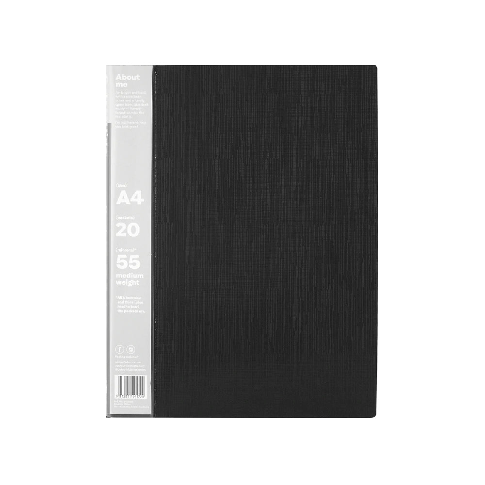 6 Pack x ColourHide A4 My Wingman Display Book Black 20 Pockets