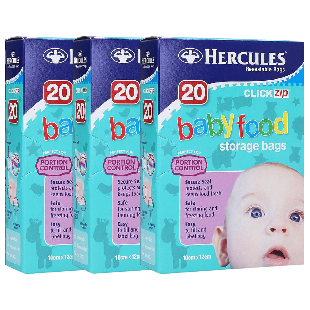 3 x Hercules Baby Food Storage Bags 20pk