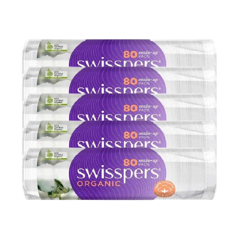 5 Pack x Swisspers Organic Soft & Strong Make-Up Pads 80pc