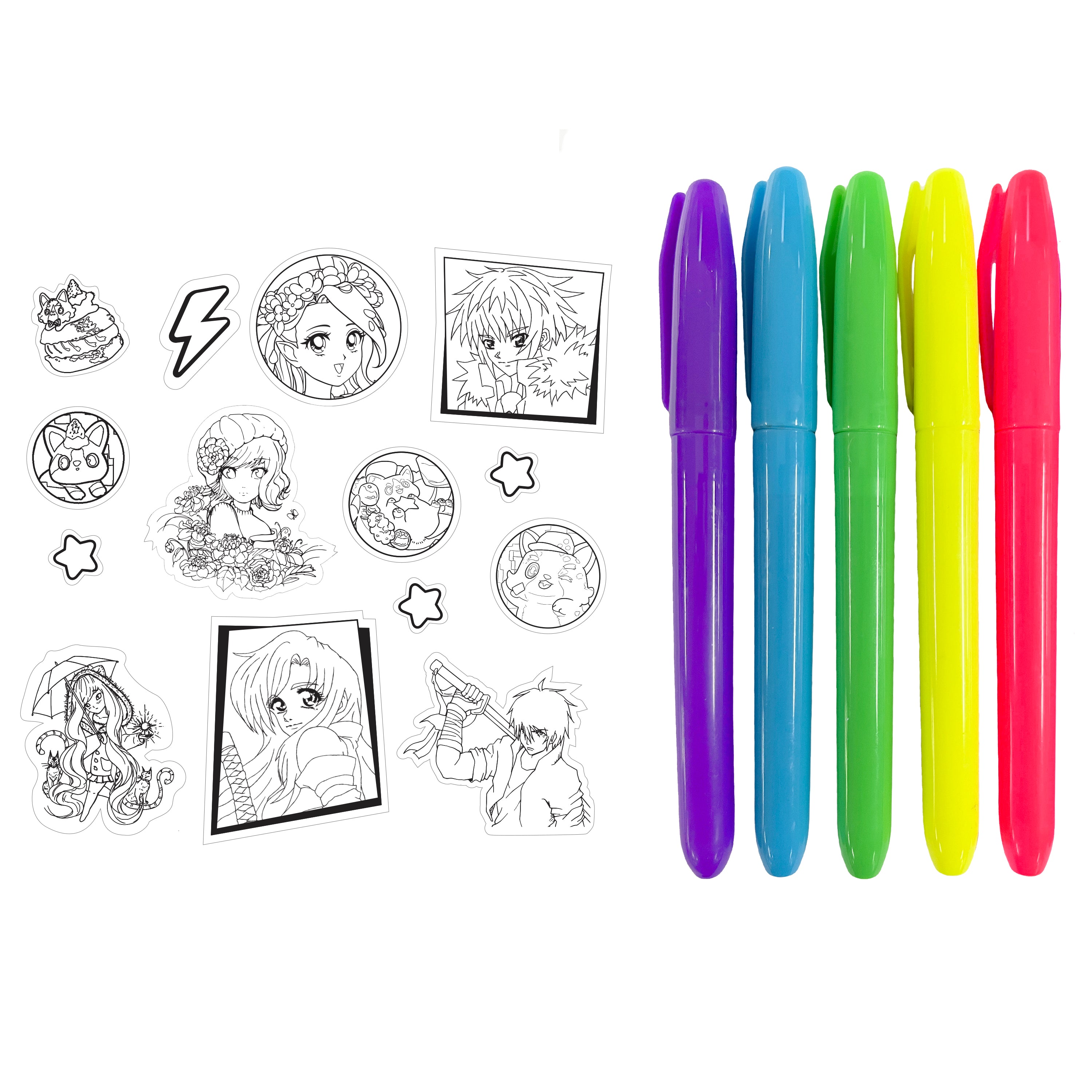 Kaleidoscope Neon Colouring: Manga Art