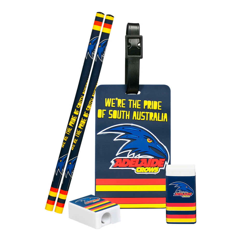 4 Pack x AFL Adelaide Crows Stationery & Bag Tag Set
