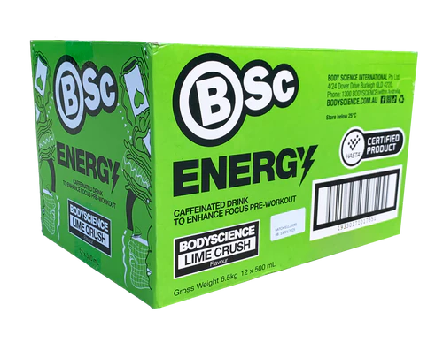 12 Pack x BSc Bodyscience Energy Drink 500mL - Lime Crush