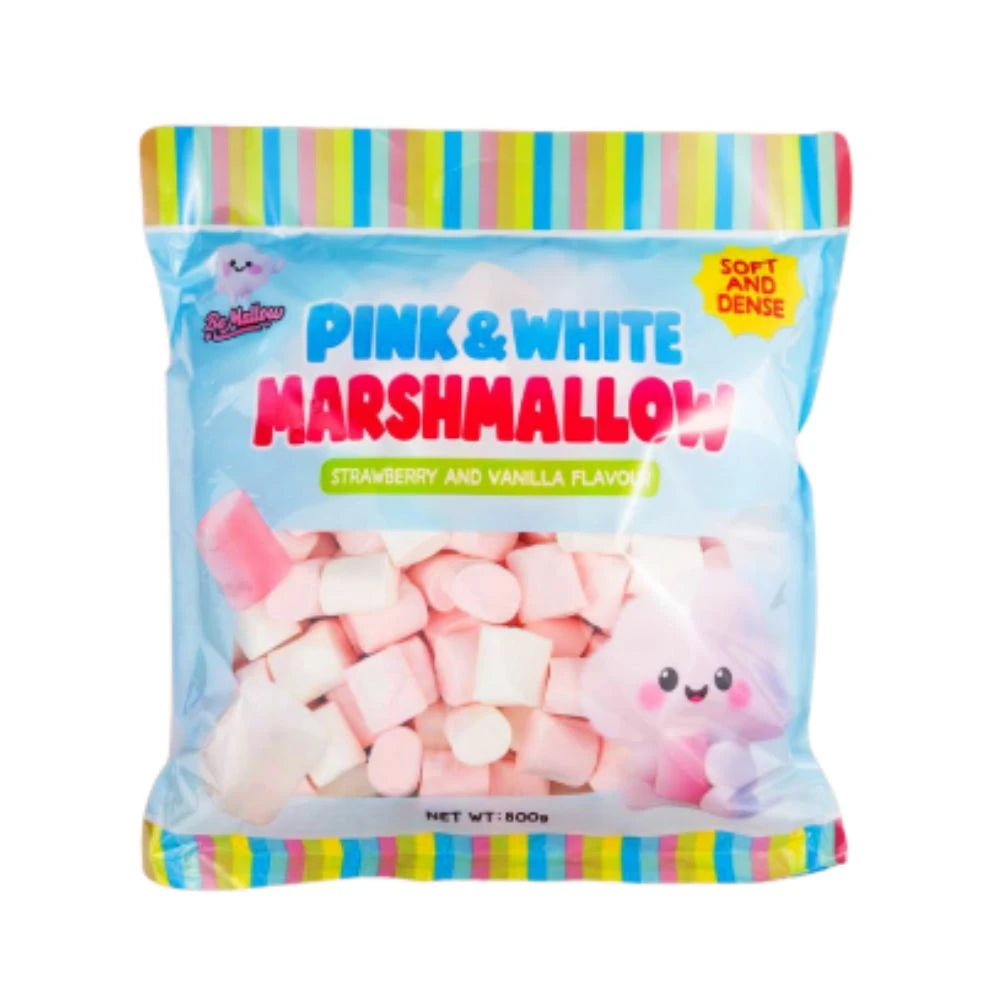 8 Pack x BeMallow Pink & White Marshmallow 800g