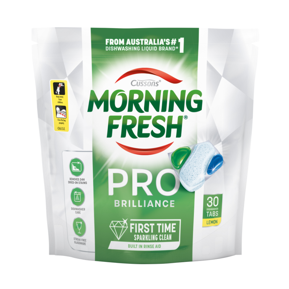 3 Pack x Morning Fresh Pro Brilliance Dishwasher 30 Tablets Lemon
