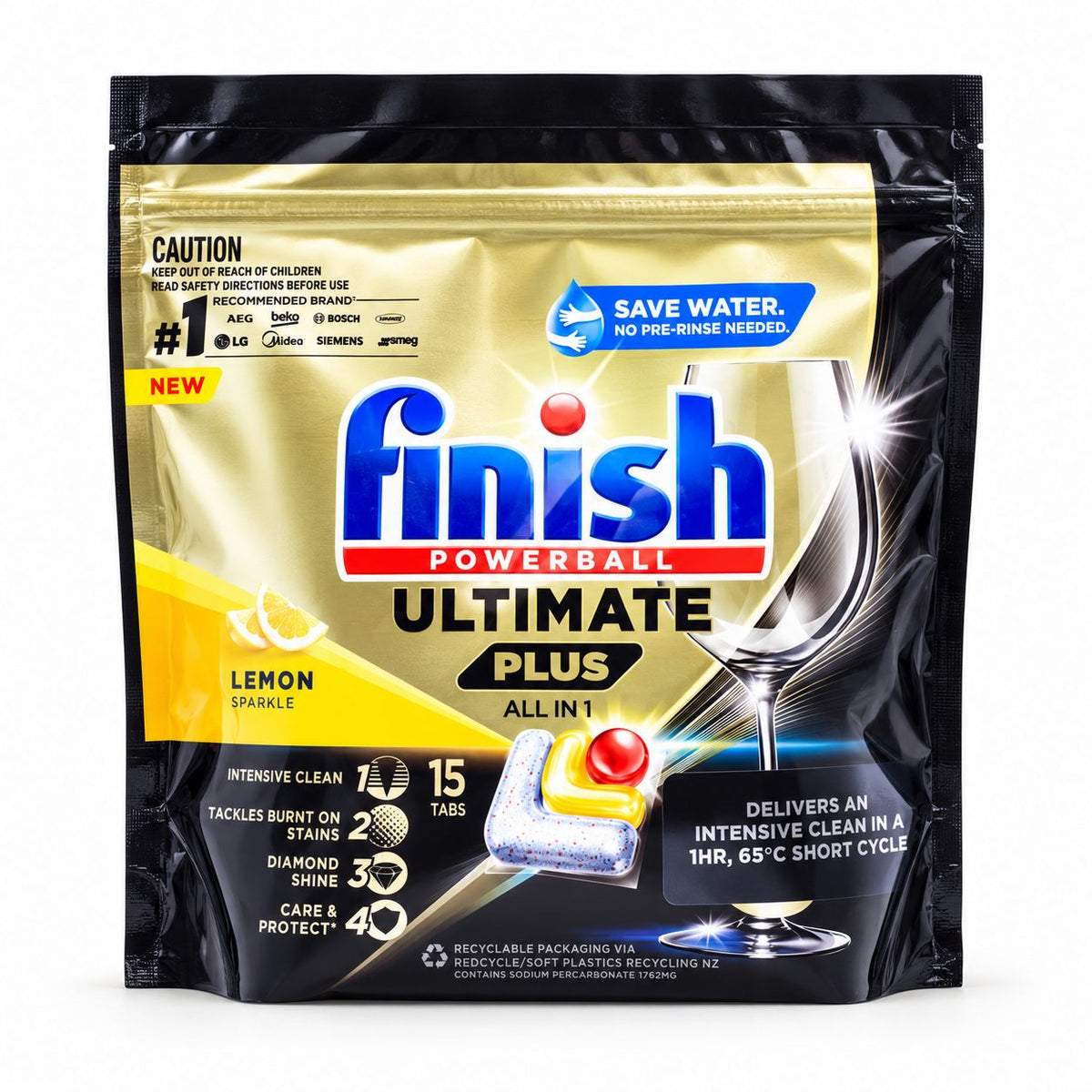 3 x Finish Powerball Ultimate Plus All In 1 Lemon Dishwasher Tabs PK15
