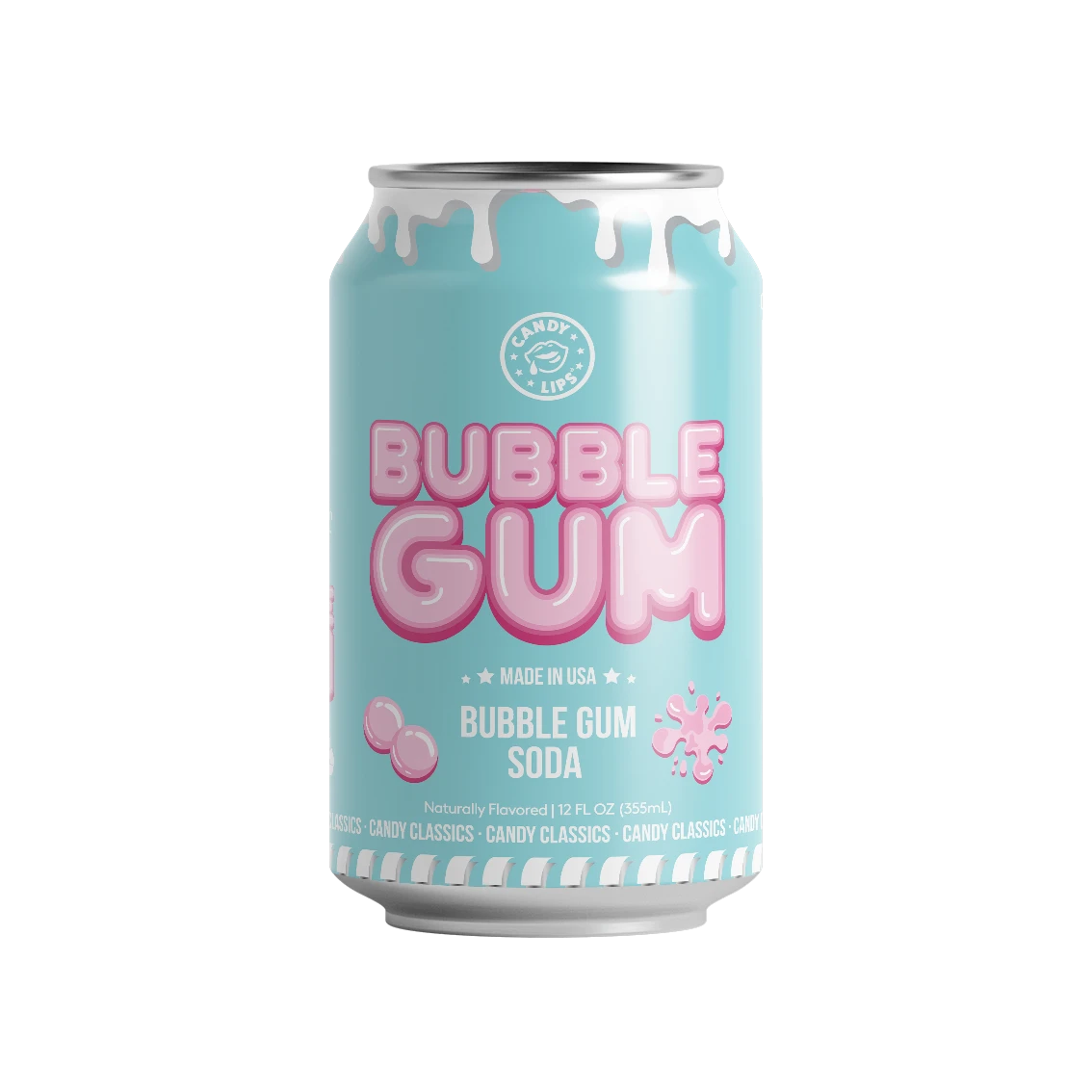 12 Pack x Candy Lips Bubble Gum Soda 355ml
