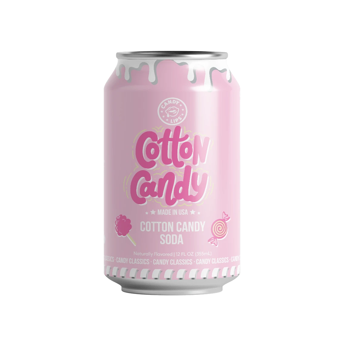 12 Pack x Candy Lips Cotton Candy Soda 355ml