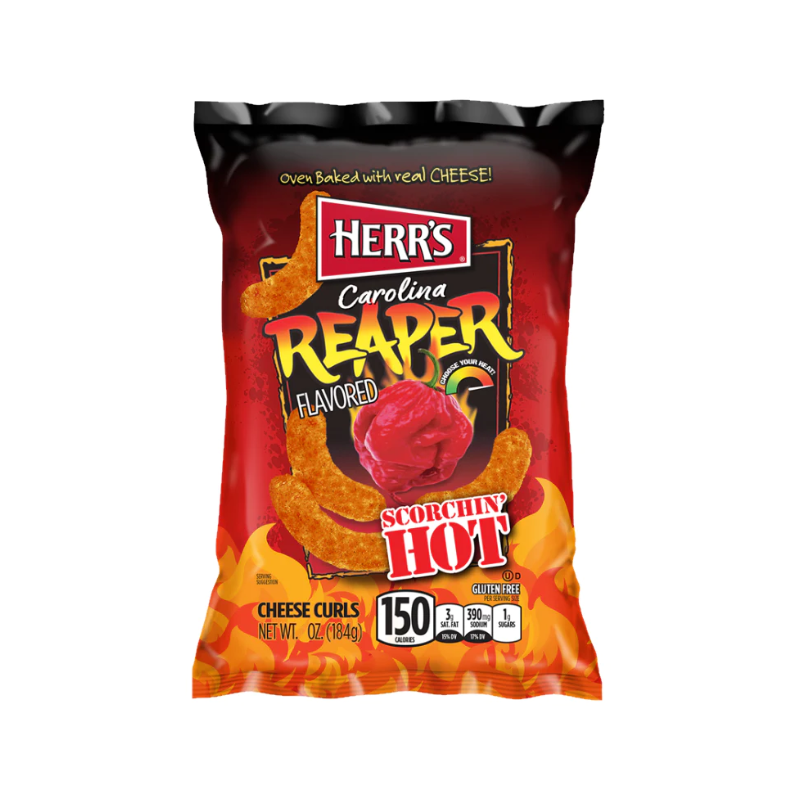 12 Pack x Herr's Carolina Reaper Flavoured Cheese Curls 184g