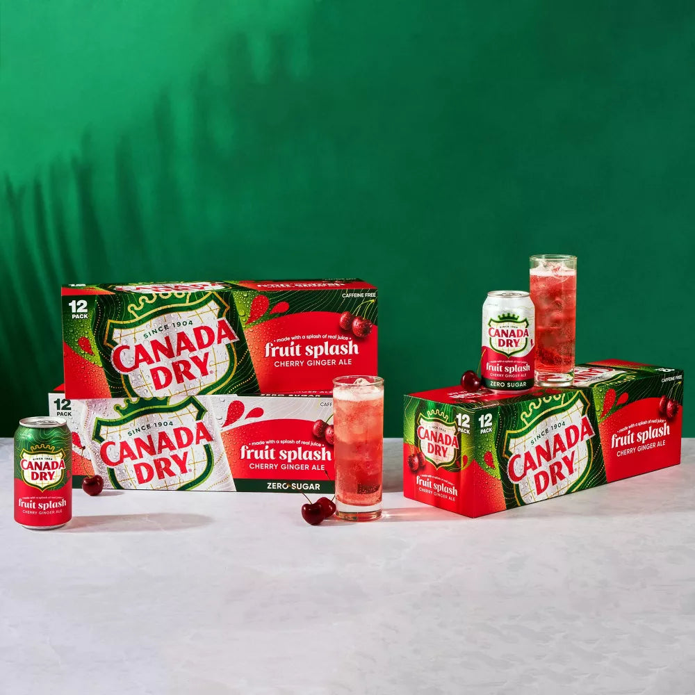 12 Pack x Canada Dry Ginger Ale Fruit Zero Sugar - 355ml