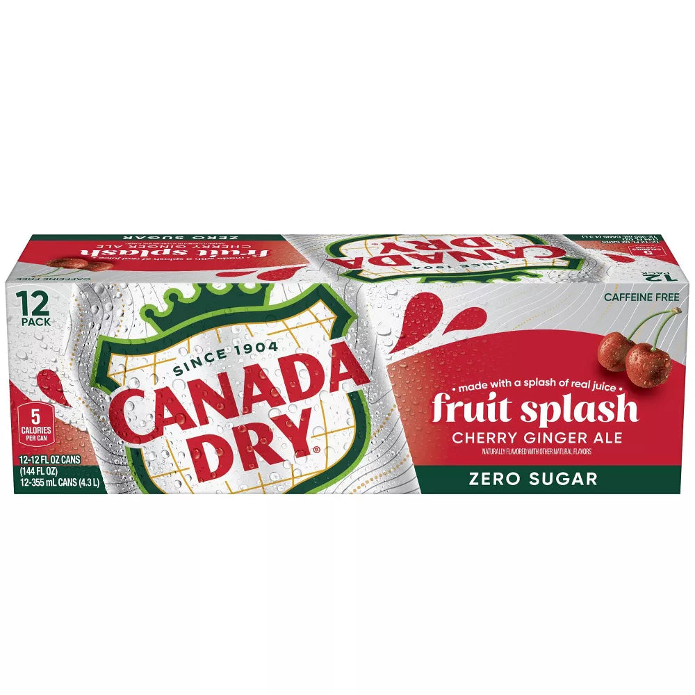 12 Pack x Canada Dry Ginger Ale Fruit Zero Sugar - 355ml