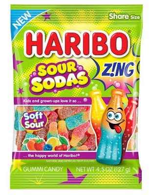 12 x Haribo Peg Bag Zing Sour Sodas 128g
