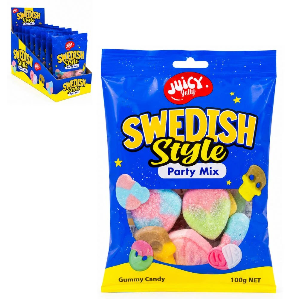 12 x Juicy Jelly Swedish Party Mix Hang Bag 100g
