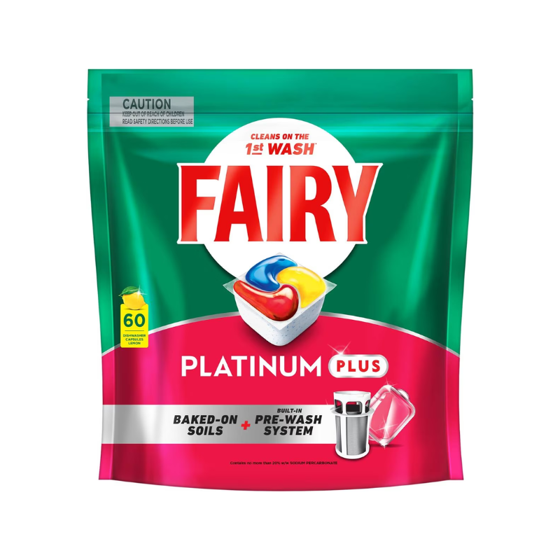 4 Pack x Fairy Platinum Plus Dishwasher Capsules Lemon - 60 Capsules