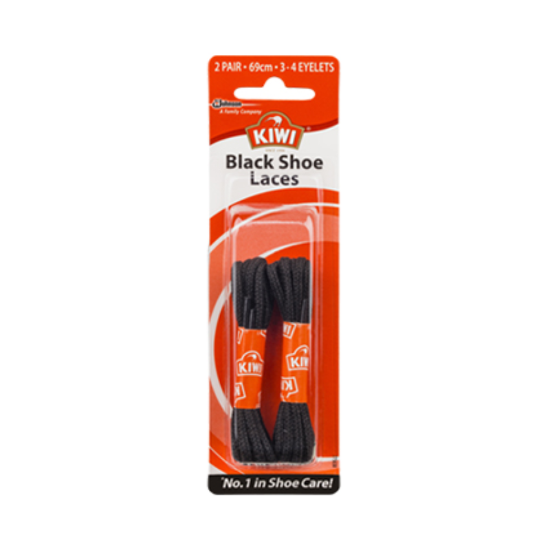 3 Pack x Kiwi Black Shoe Laces 69cm - 2 Pairs
