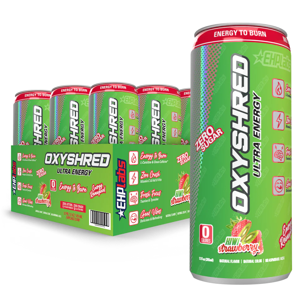 12 Pack x EHP Labs Oxyshred Ultra Energy RTD 355ml - Kiwi Strawberry