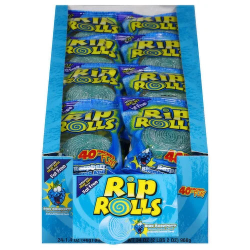 24 x Rip Rolls Blue Raspberry 40g