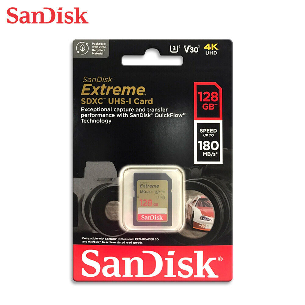 SanDisk Extreme SDXC UHS-I Memory Card 128GB (Up to 180MB/s)