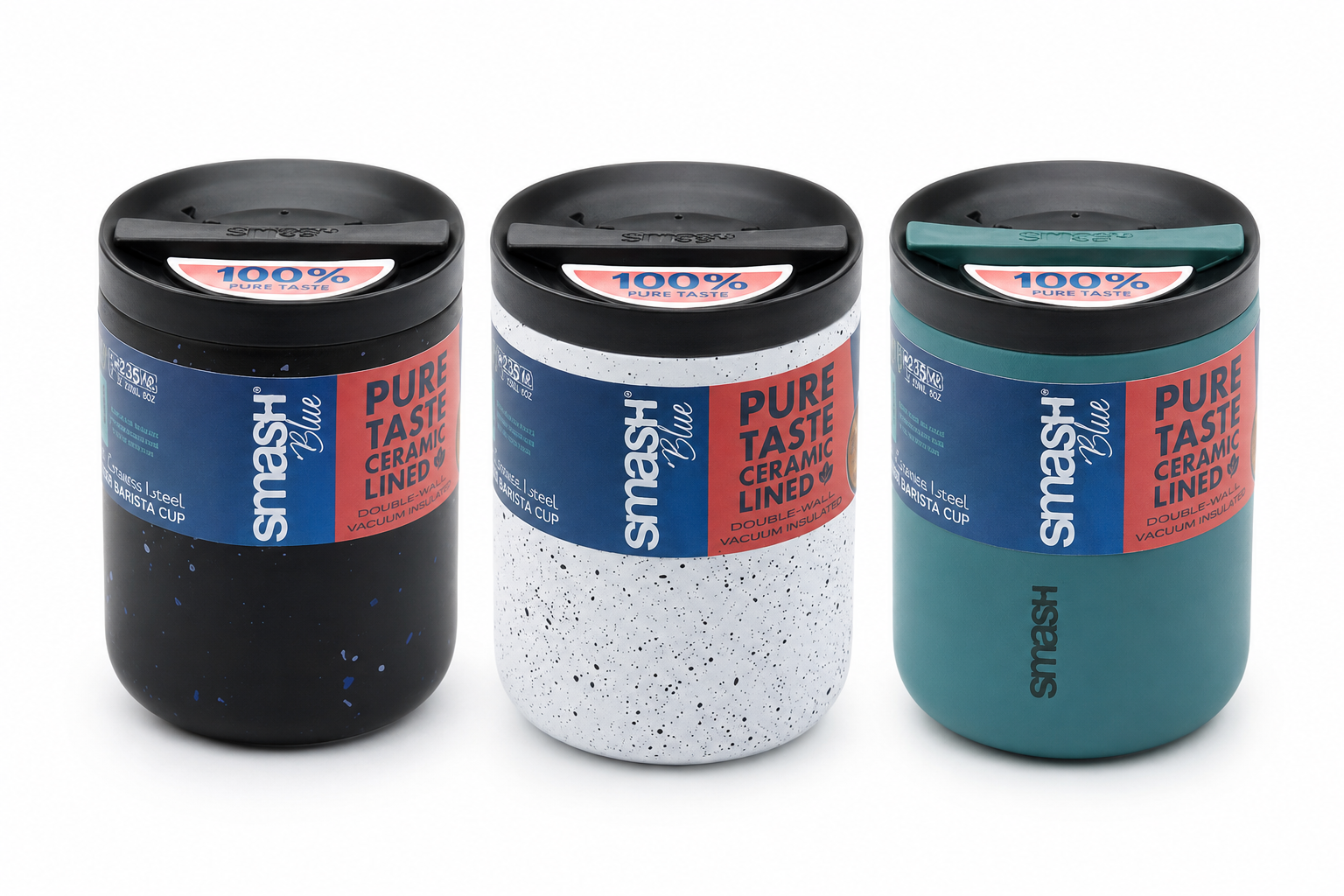 Smash Ceramic Lined Stainless Steel Barista Cup 235ml - Assorted