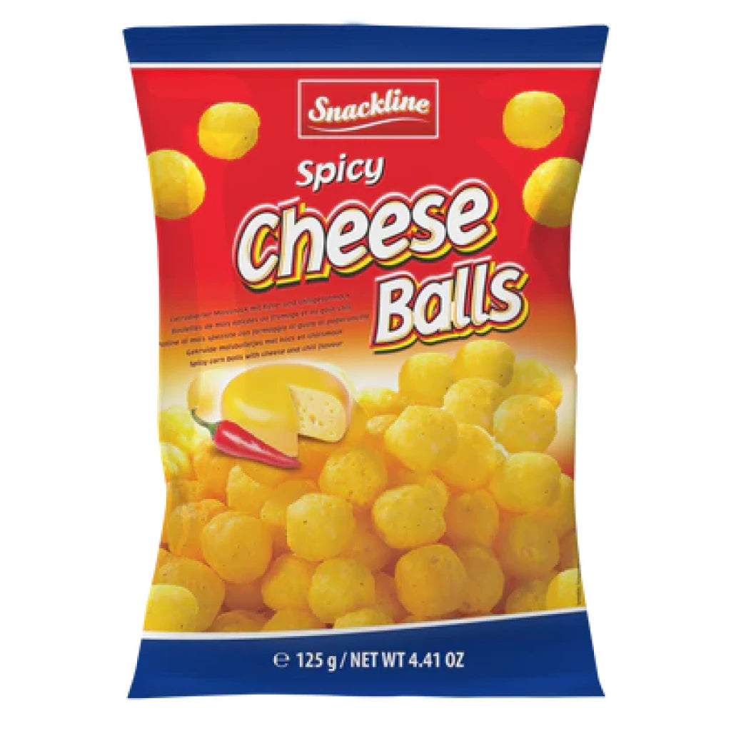 20 Pack x EU Snackline Spicy Cheese Balls Corn Snack 125g
