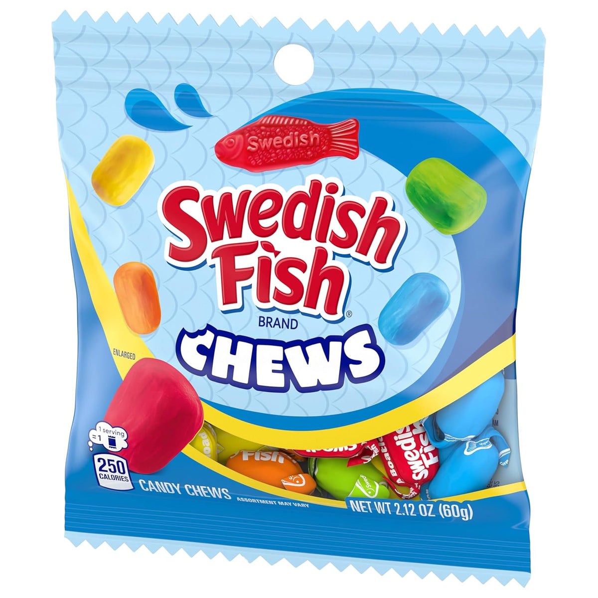 12 x SWEDISH FISH CHEWS ASSORTED SOFT CANDY 60g