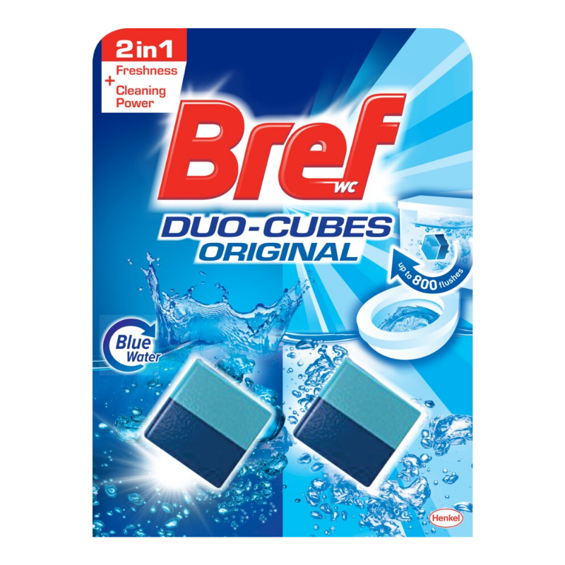 3 Pack x Bref Duo Cubes 2-In-1 Blue Water Toilet Cleaner - 50g