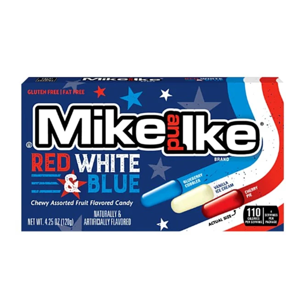 12 Pack x Mike & Ike Red White & Blue 120g