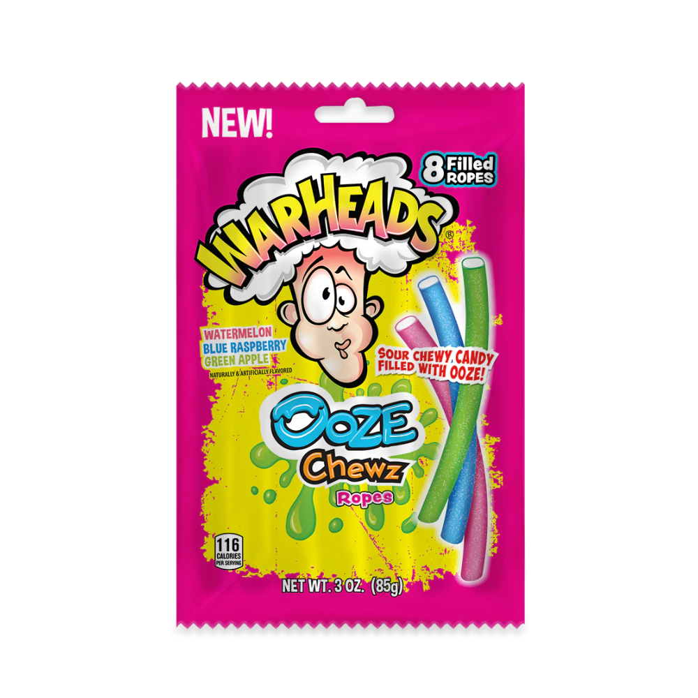 12 Pack x Warheads Ooze Chewz Ropes 85g