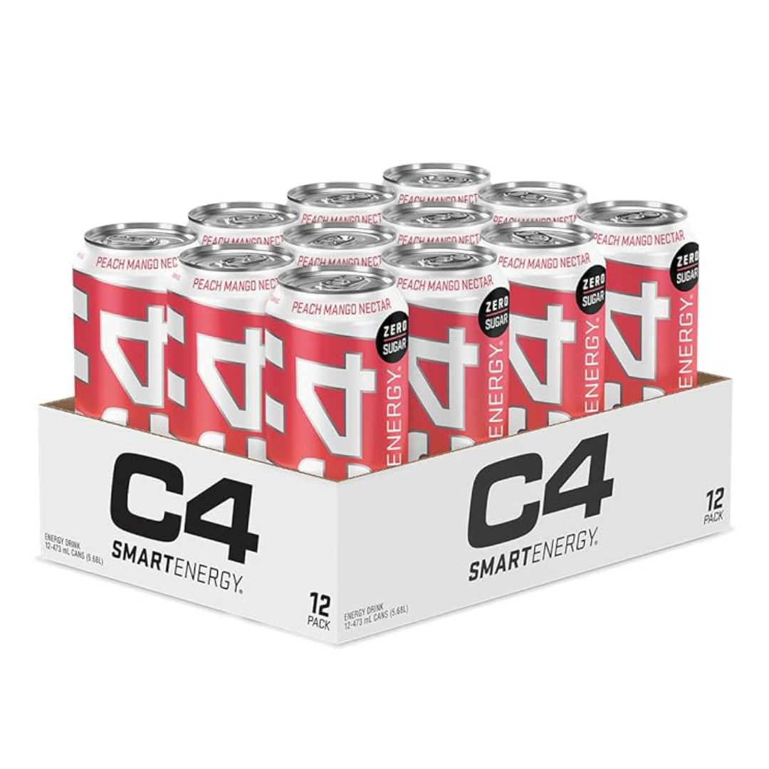 12 Pack x C4 Smart Energy RTD 473ml - Peach Mango Nectar