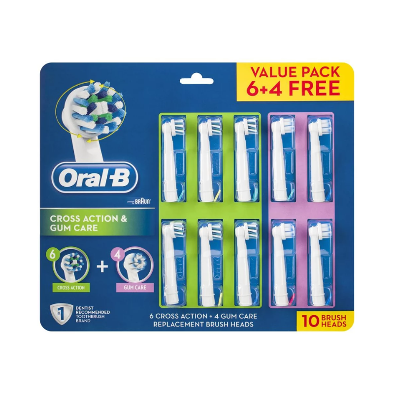 Oral-B CrossAction & Gum Care Toothbrush Heads Value Pack - 10 Brush Heads