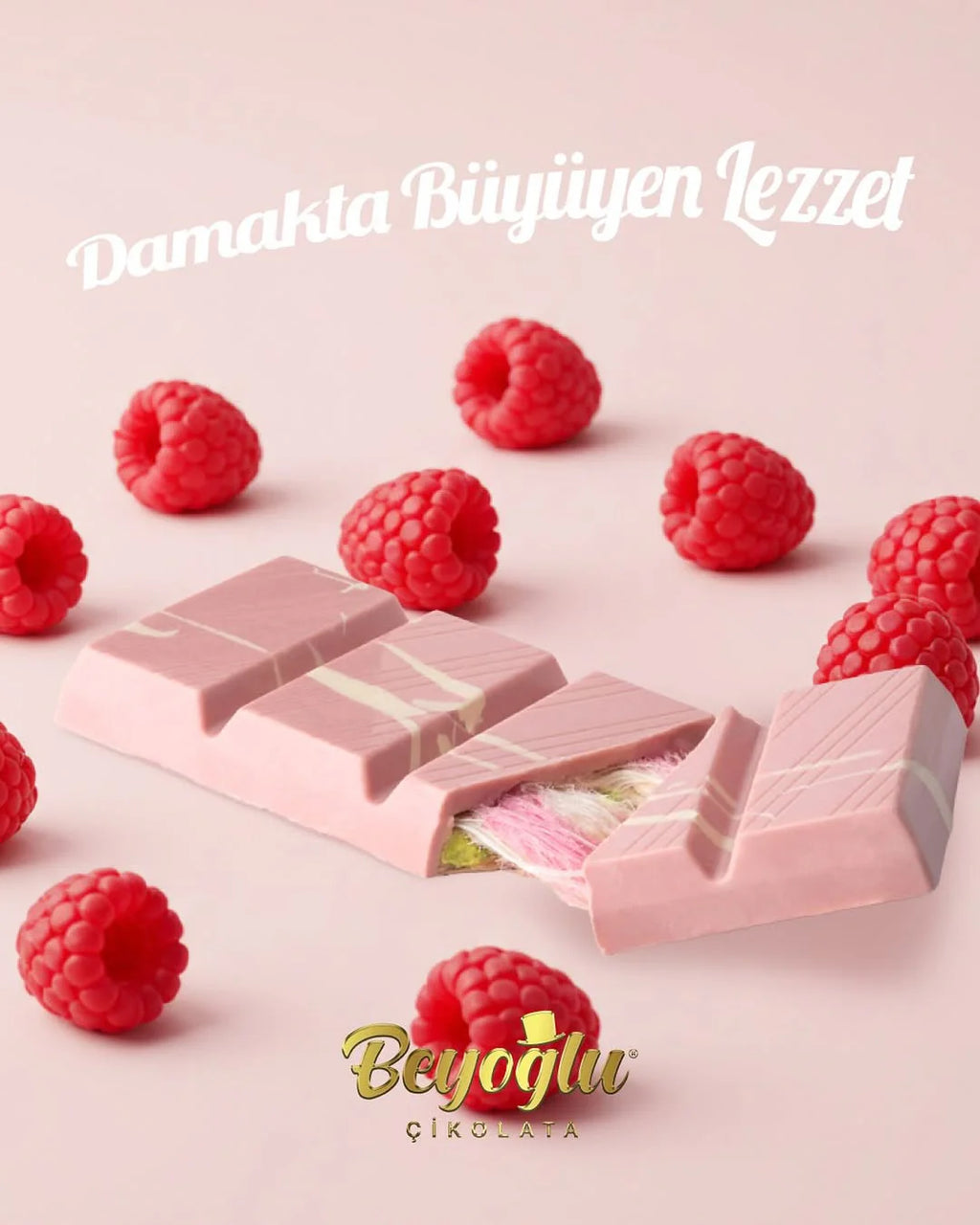 Beyoglu Angel Hair Raspberry White Chocolate with Cotton Candy and Pistachio Cream 170g