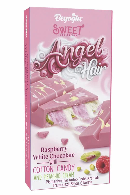 Beyoglu Angel Hair Raspberry White Chocolate with Cotton Candy and Pistachio Cream 170g