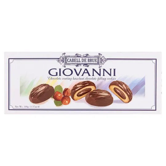 24 Pack x Tatawa Cabell De Brue Giovanni Choc Coated Hazelnut Filling Cookies 100g