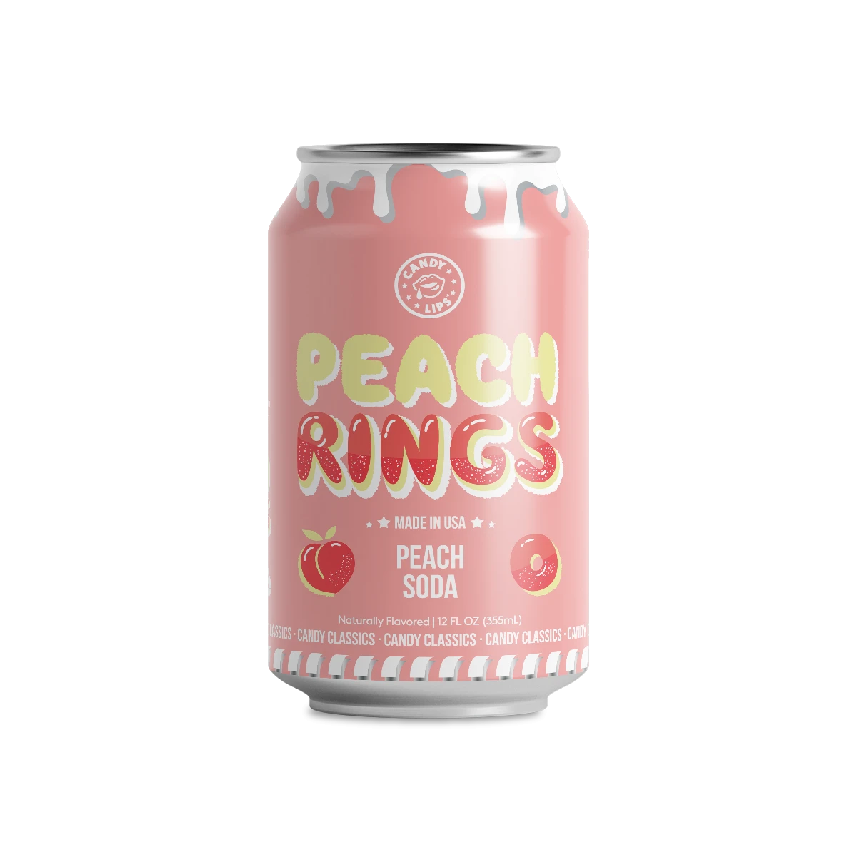 12 Pack x Candy Lips Peach Rings Soda 355ml