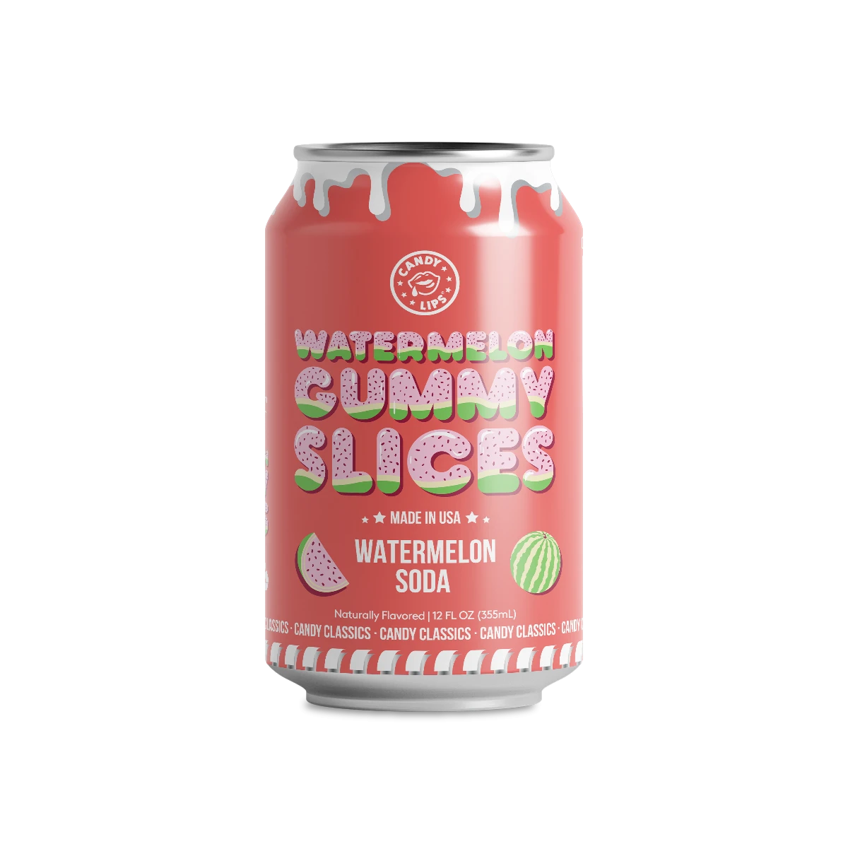 12 Pack x Candy Lips Watermelon Gummy Soda 355ml