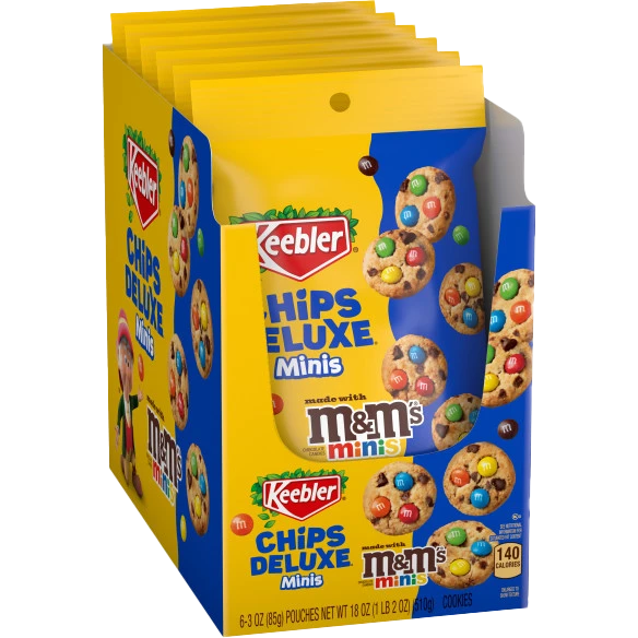 6 x Keebler Bite Size Chips Deluxe W/M & M'S Minis 85g