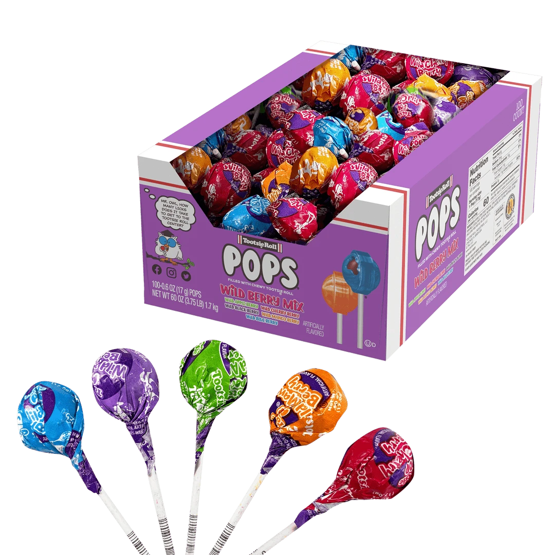 100 x Tootsie Pops Box Wild Berry