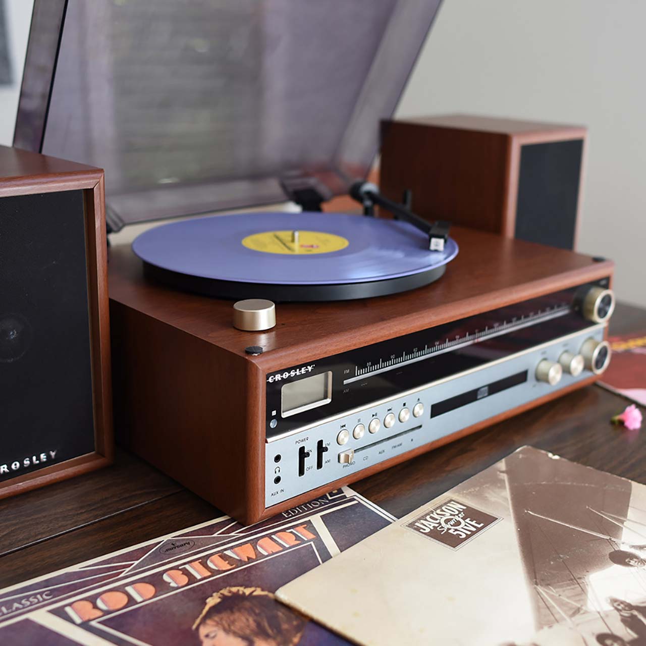 Refurbished Crosley 1975T Entertainment System - Walnut