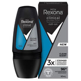 6 x Rexona Men Clinical Protecion Clean Scent Roll On Antiperspirant - 50ml