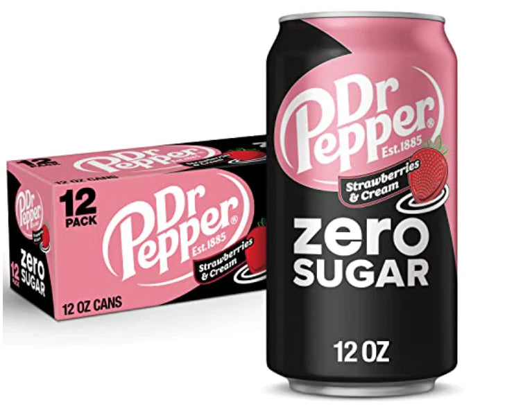12 Pack x Dr Pepper Strawberry & Cream Zero - 355ml