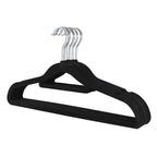 5 Pack x Home Master Black Velvet Coat Hangers Non-Slip Surface 45 Pack x 23cm (4pc)