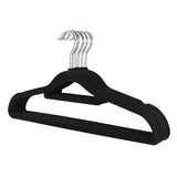 5 x Home Master Black Velvet Coat Hangers Non-Slip Surface 45 x 23cm - 4 Pack