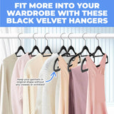 5 x Home Master Black Velvet Coat Hangers Non-Slip Surface 45 x 23cm - 4 Pack