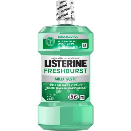 6 Pack x Listerine 250ml Mouthwash Freshburst Mild Taste