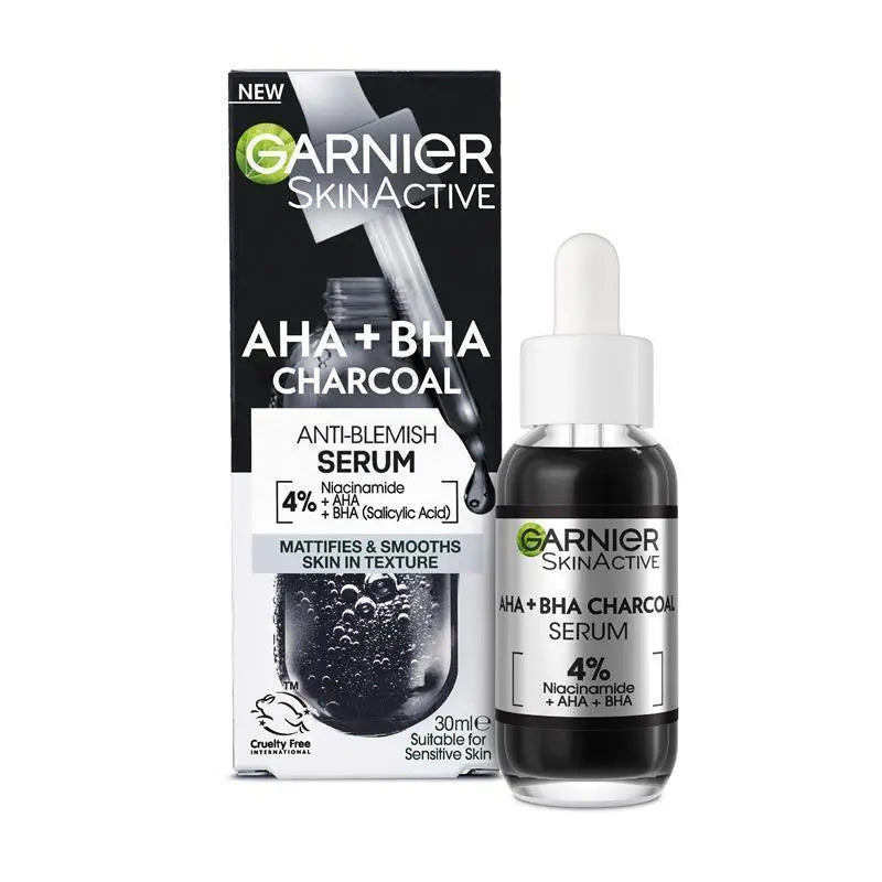 2 Pack x Garnier Skin Active Anti Blemish Serum AHA + BHA with Charcoal 30mL