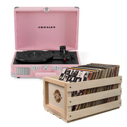 Crosley Cruiser Bluetooth Portable Turntable - Blush Pink + Bundled Crosley Record Storage Crate