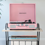 Crosley Cruiser Bluetooth Portable Turntable - Blush Pink + Bundled Crosley Record Storage Display Stand