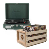 Crosley Cruiser Bluetooth Portable Turntable - Emerald Green + Bundled Crosley Record Storage Crate