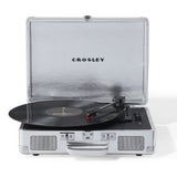 Crosley Cruiser Bluetooth Portable Turntable - Silver + Bundled Crosley Record Storage Display Stand